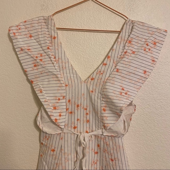 Club Monaco Floral Stripe Dress White Navy Red 00 - Picture 8 of 11